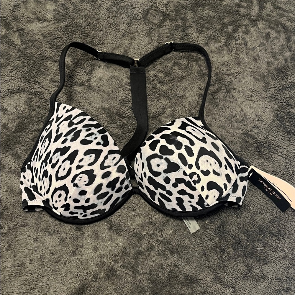 Victoria's Secret Black and White Leopard Bikini Top